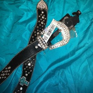 Angel Ranch Black Diamond Leather Belt